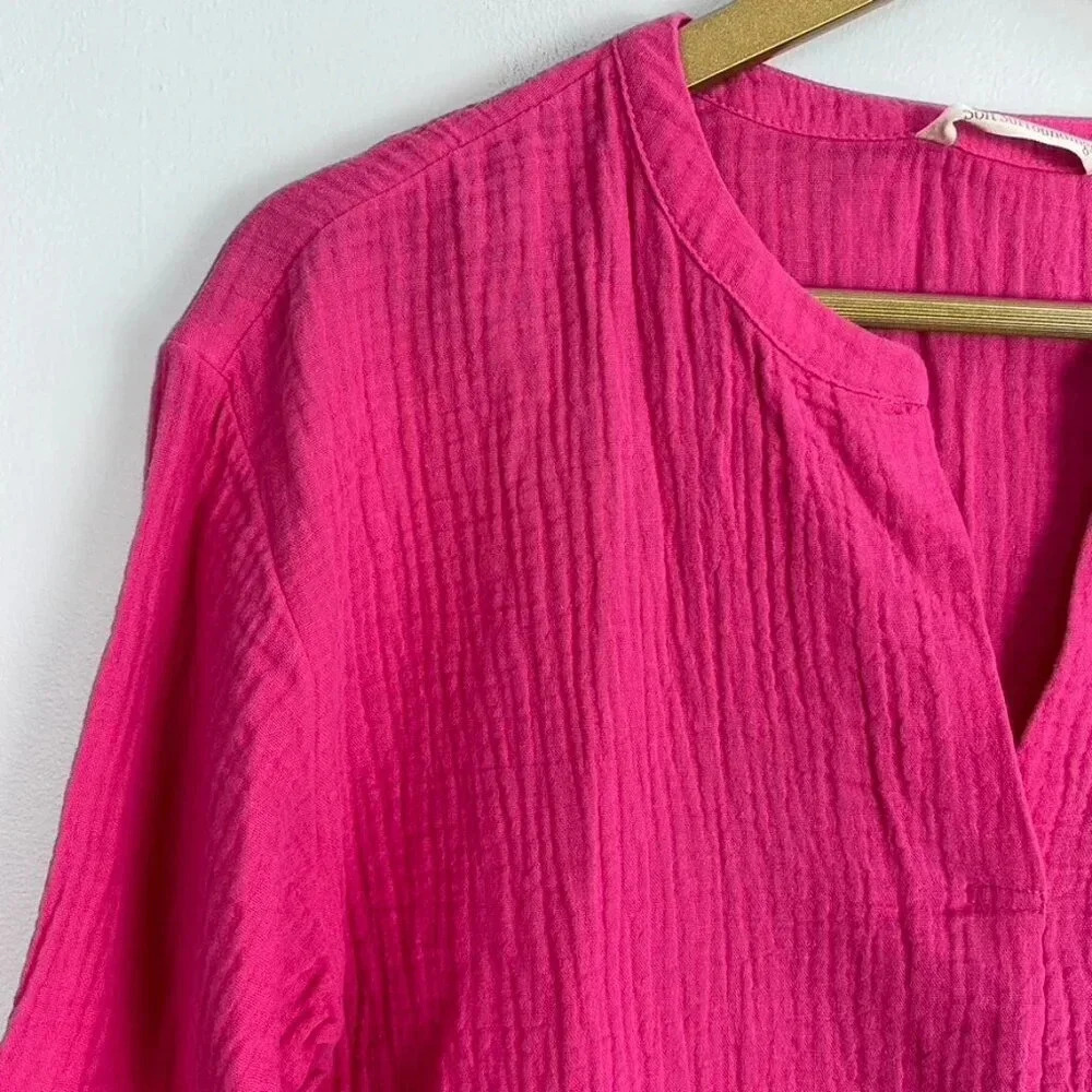 Soft Surroundings Pink Cotton Gauze Popover Tunic Top - Picture 3 of 13